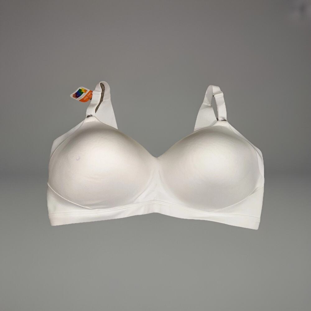⭐️NWT! Warner's Sz 2XL No Side Effects Wirefree Back Smoothing Bra RN2231c White